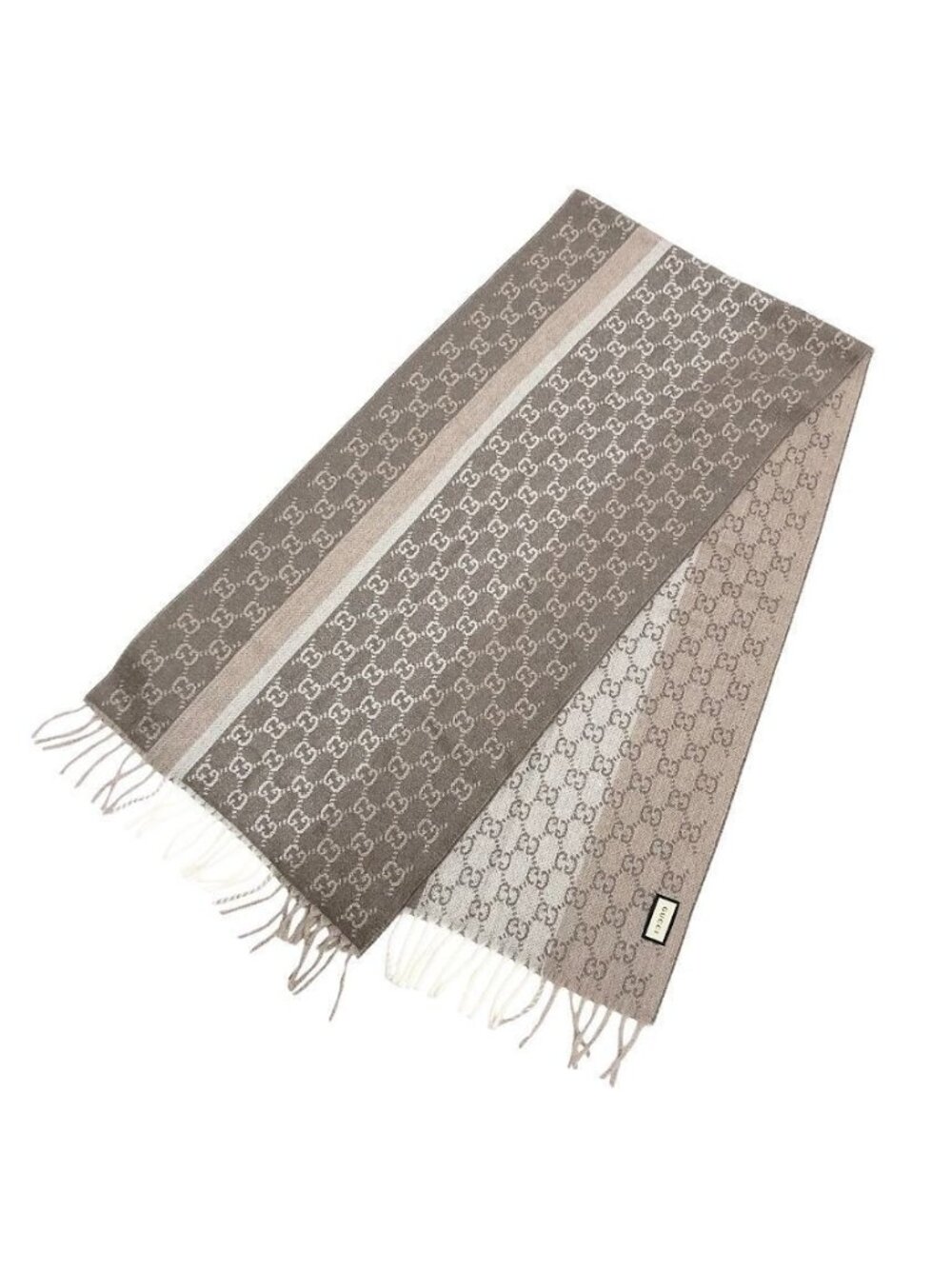 Gucci GG Scarf Shawl Cashmere Wool Beige